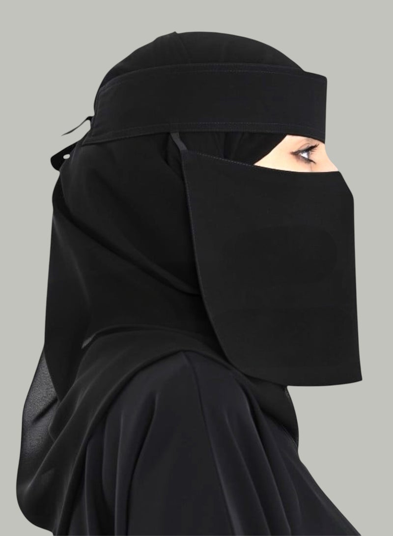 BHNS 2 7" Short Elastic Reinforced Niqab - Tagless women's elastic niqab reinforced with soft, high-quality fabric, comfortable and lightweight Islamic face hijab, slip-resistant, washable, perfect for everyday and special occasions - Image 2