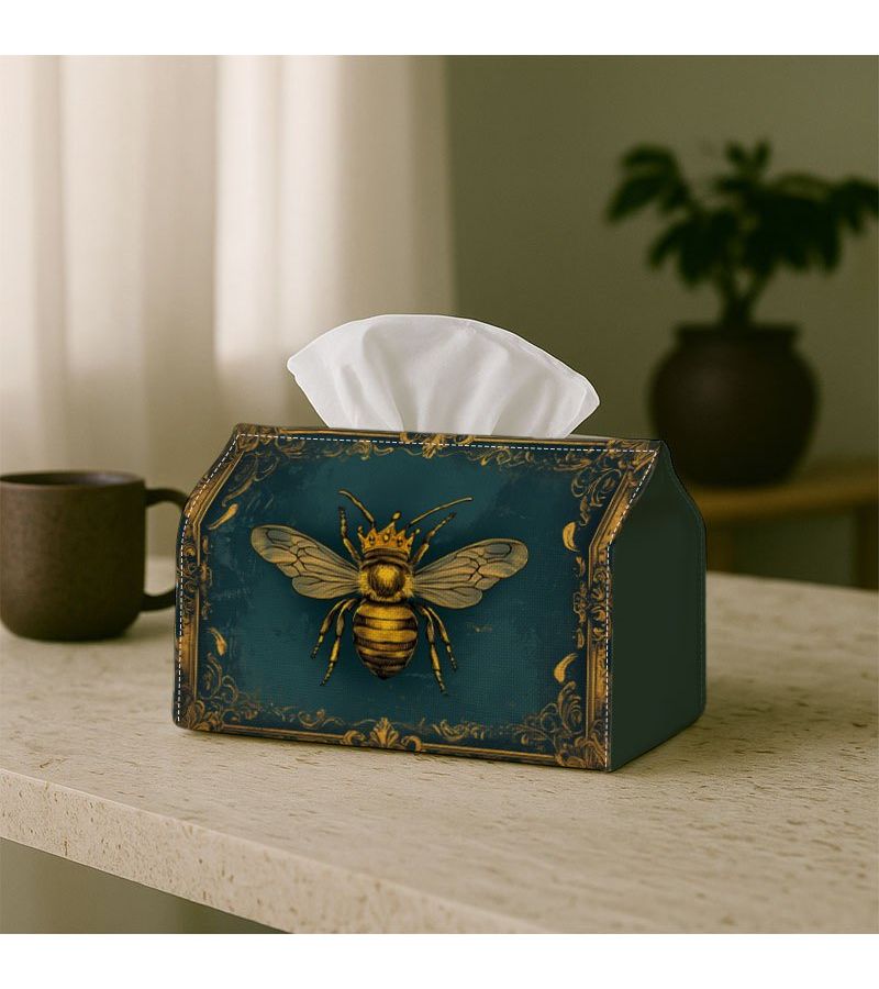 Vintage Artistic Bee Golden Ornate Tissue Box 18cm Decorative Holder - Image 2