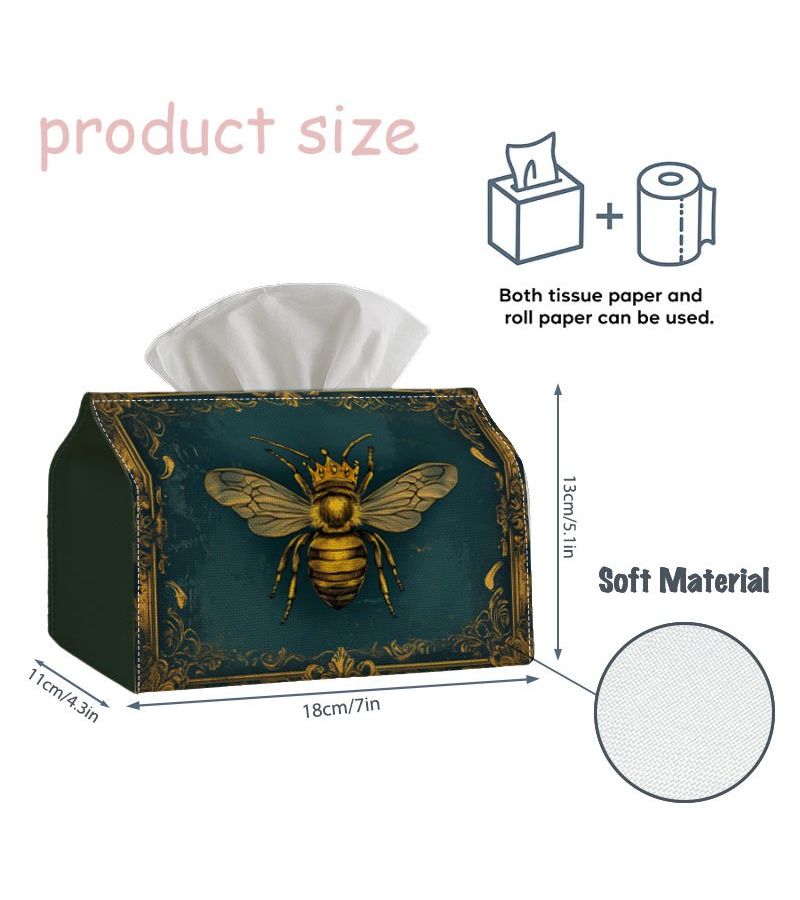 Vintage Artistic Bee Golden Ornate Tissue Box 18cm Decorative Holder - Image 3