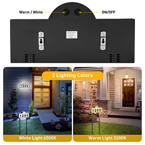 CHEGIF Solar House Numbers Address Sign,IP65 Waterproof Solar Address Plaque for Outside,3200K Warm & 6500k Cold LED Illuminated House Numbers for Outdoor Wall Mounted & Home Yard Ground Address Number - Image 3