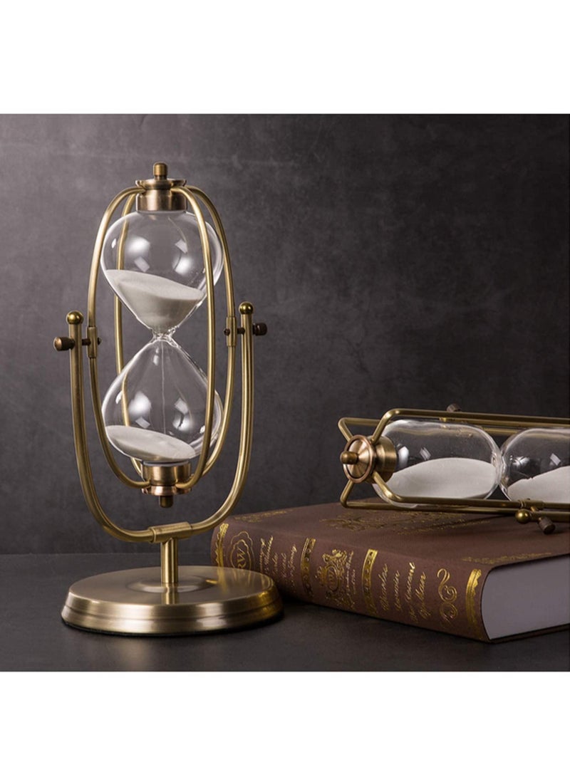 360 degree Rotating Vintage Sand Timerm30 Minute Metal Hourglass with Classic European Design Flip Desk Decor for Office Home Leak-Proof Sandglass Gift for Family Friends  - Image 5