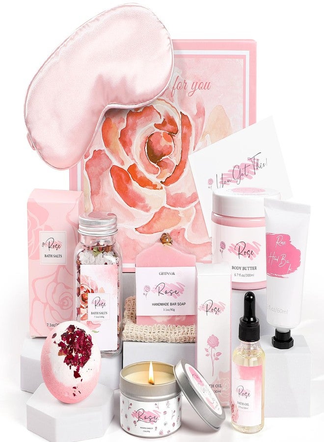 Frerdui Mother's Day Gifts，Rose Spa Gifts Set, Bath Gifts Set for Women, Relaxing Spa Gift Basket for Women, Self Care Package, Home Spa Products, Birthday Gifts for Mom Mother's Day (Rose) - Image 1