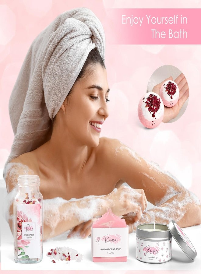 Frerdui Mother's Day Gifts，Rose Spa Gifts Set, Bath Gifts Set for Women, Relaxing Spa Gift Basket for Women, Self Care Package, Home Spa Products, Birthday Gifts for Mom Mother's Day (Rose) - Image 4