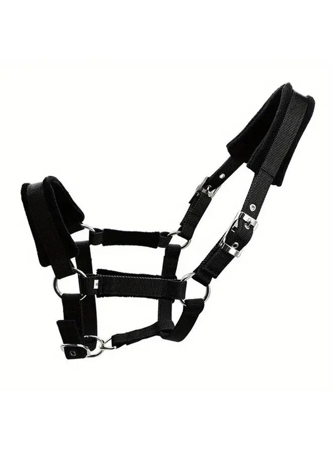 طوق رأس الخيل الأسود الناعم القابل للتعديل من الف fleece مع مشبك معدلي مقاس S - Image 2