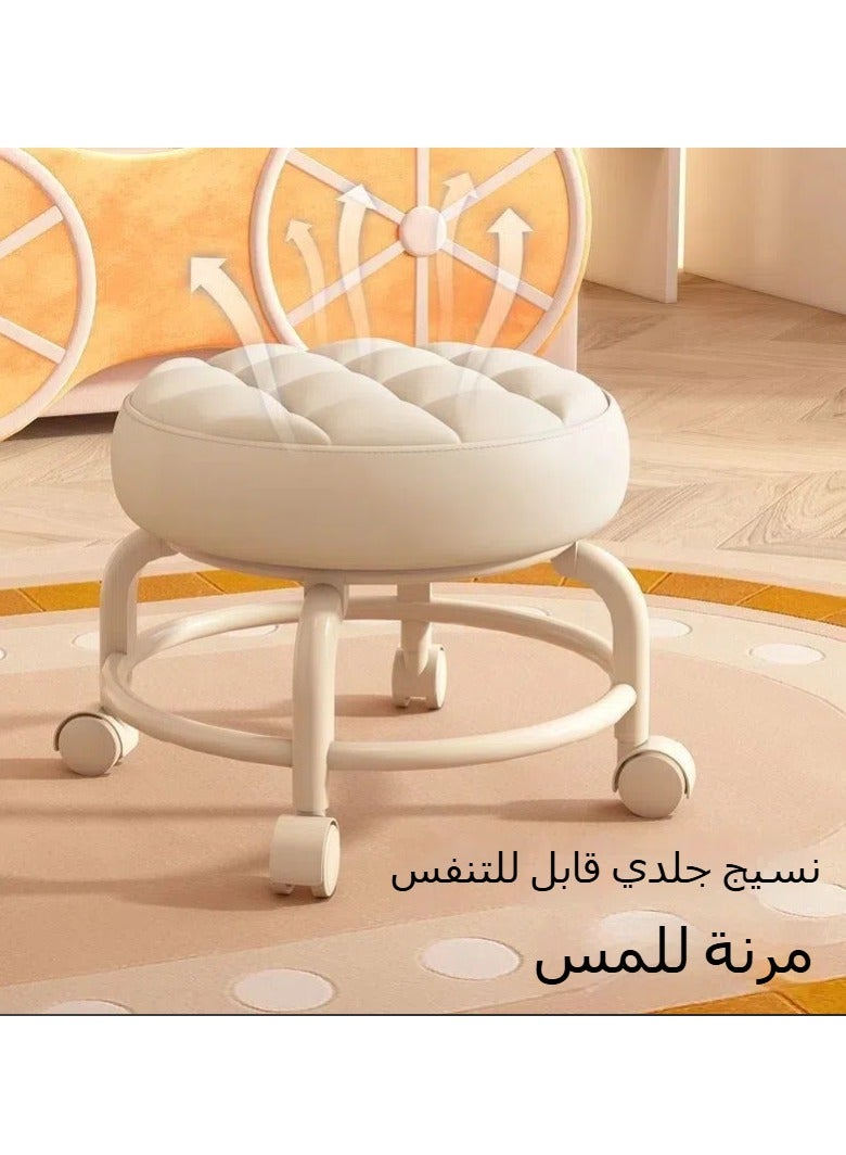 Generic Artifact with baby universal wheel pulley low stool children's toddler stool multi-functional beauty seam pedicure shoe changing stool round stool soft seat  - Image 4