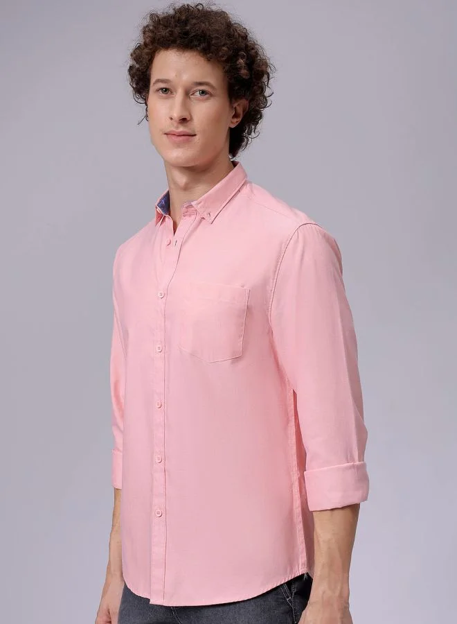 شركة المرآب الهندية Men Slim Fit Solid Full Sleeves Cutaway Collar Casual Shirt