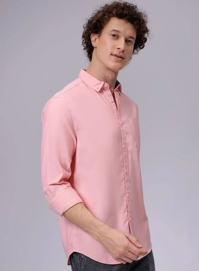 شركة المرآب الهندية Men Slim Fit Solid Full Sleeves Cutaway Collar Casual Shirt