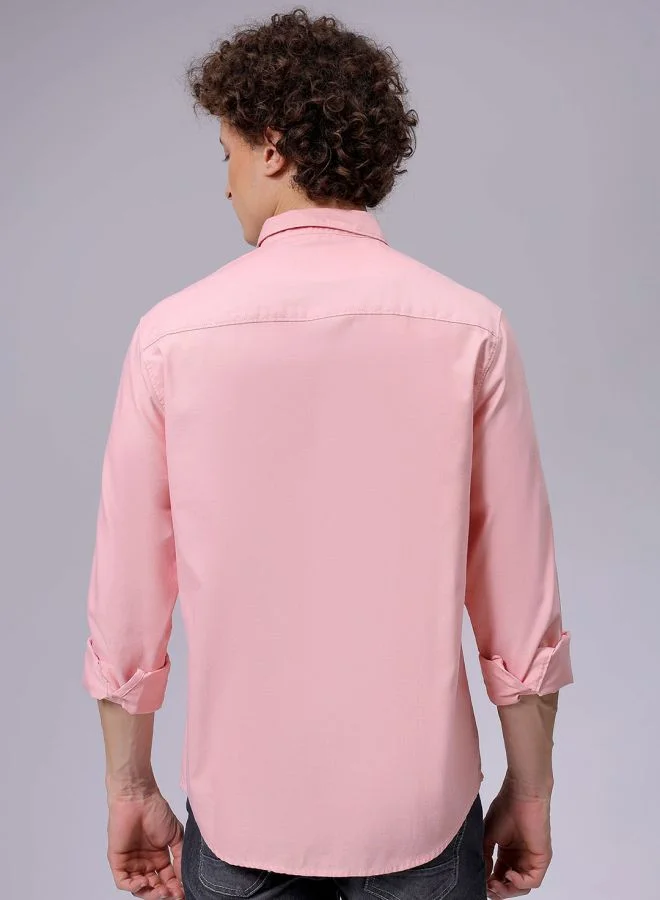 شركة المرآب الهندية Men Slim Fit Solid Full Sleeves Cutaway Collar Casual Shirt