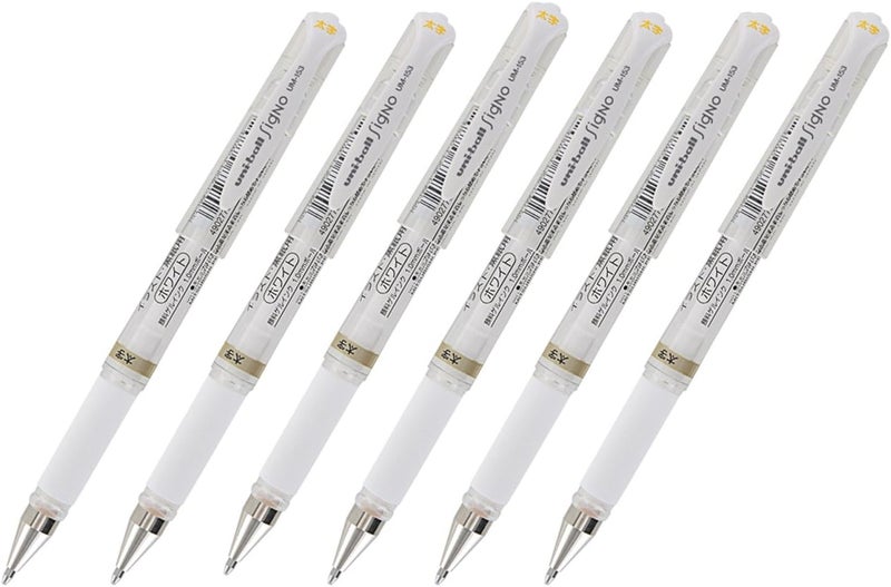Uniball Uni-Ball Signo UM-153 White Gel Ink Pens - Pack of 6 - Image 1
