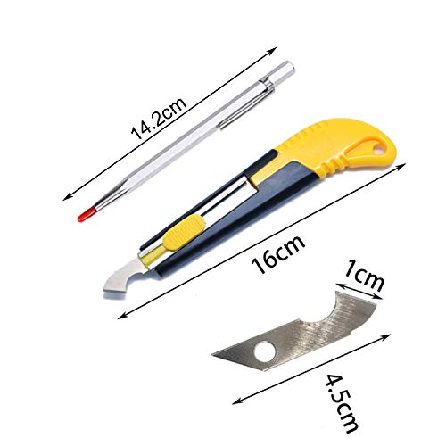 YouU 1pcs Acrylic Cutter and 10 Pcs Blade Set with Mini Box,Multi-Use Cutter with Cutting Blade/1pcs Tungsten Carbide Scribe and Etching Pen（Silver） - Image 2
