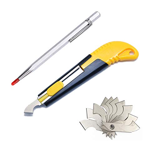 YouU 1pcs Acrylic Cutter and 10 Pcs Blade Set with Mini Box,Multi-Use Cutter with Cutting Blade/1pcs Tungsten Carbide Scribe and Etching Pen（Silver） - Image 1