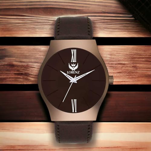 LORENZ Leather Brown Dial Men's Analog Watch And Brown Wallet Combo - Image 3