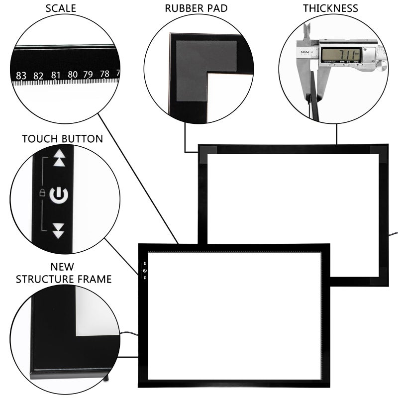 HSK A1 LED Artist tracing Light Box Copy Table, Adjustable High Brightness Light Pad for Tatto Drawing, Sketching, Animation,Diamond Painting Accessories - Image 3