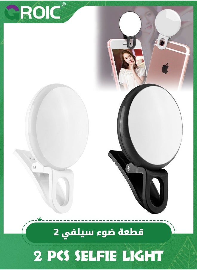 GROIC 2 Pcs Selfie Light, Mini Ring Light, Small Clip On Ring Light, Portable LED Light for Phone, 3-Level Adjustable Brightness Selfie Light for Phone Selfies, iPad, Laptop, Photography  - Image 1