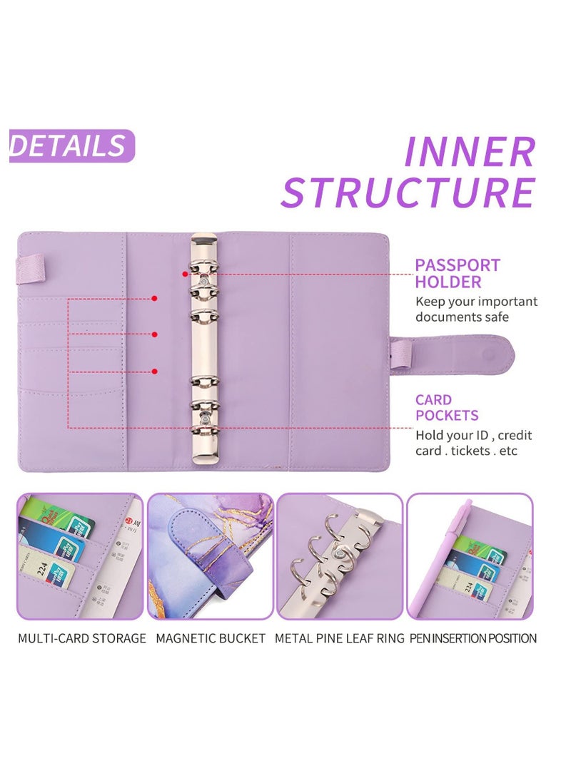 Budget Binder Planner in Purple A6 PU Leather with 12 Clear Zipper Envelopes and 12 Budget Sheets for Saving Money and Expense Tracking - Image 4