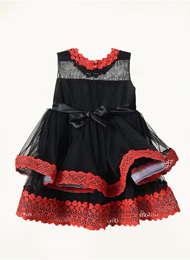 BELLA MODA Embroidered Layered Mesh Insert Dress by Styli  - Image 2