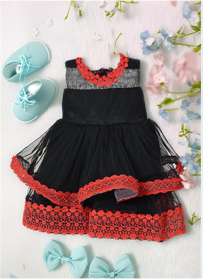 BELLA MODA Embroidered Layered Mesh Insert Dress by Styli  - Image 1