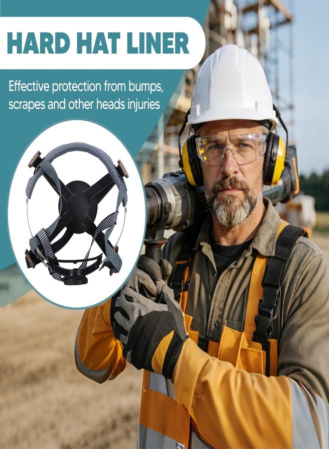 IEUDNS 4 Point Attachment Hard Hat Replacement Ratchet Suspension Construction Hard Hat Liner Adjustable Universal Accessories Bump Cap Insert, Replaceable Helmet Accessory, Knob Adjustment - Image 2