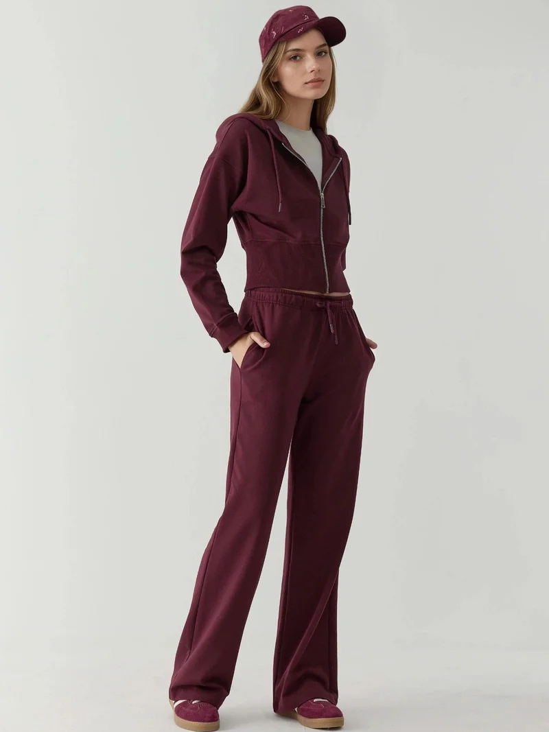 HICCUP Mauve Purple Relaxed Fit Straight Leg Sweatpants for Women | Best Price UAE
