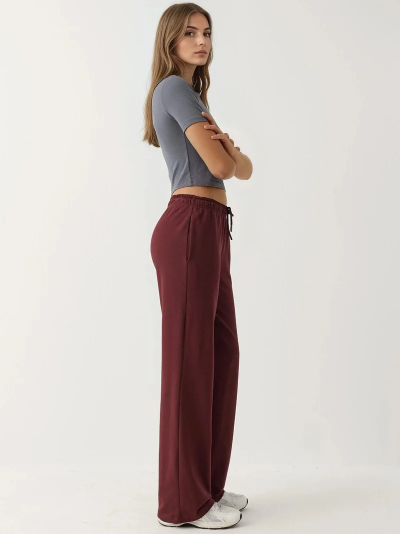 HICCUP Mauve Purple Relaxed Fit Straight Leg Sweatpants for Women | Best Price UAE