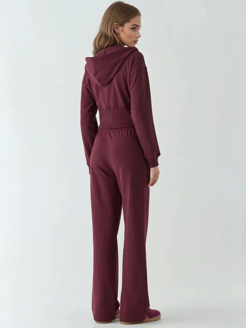 HICCUP Mauve Purple Relaxed Fit Straight Leg Sweatpants for Women | Best Price UAE