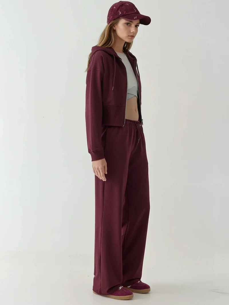 HICCUP Mauve Purple Relaxed Fit Straight Leg Sweatpants for Women | Best Price UAE
