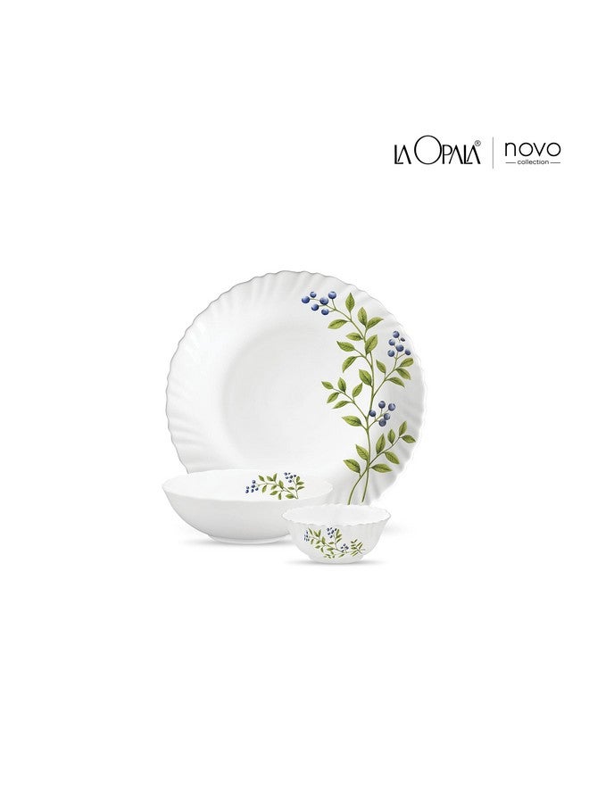 La Opala Novo Collection Opal Glass Crockery | for Family of 4 | Dinner Set 10 pcs Lush Greens | Plates & Bowls for Dining | Microwave Safe | 100% Vegetarian | Extra Strong | Light & White - Image 2