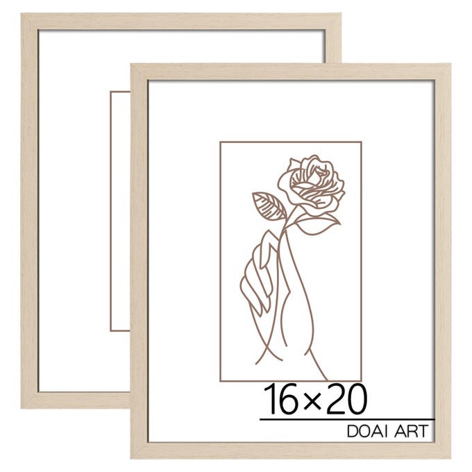 16X20 POSTER FRAME 2 PACK OAK WOODGRAIN 16 X 20 PICTURE FRAMES FOR HORIZONTAL OR VERTICAL WALL MOUNTING SCRATCHPROOF SAFE AND ARTISTIC LARGE PHOTO FRAME WALL ART