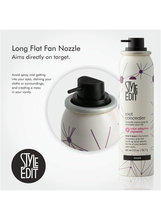 STYLE EDIT Black Root Concealer Touch Up Spray, Instantly Covers Greys And Roots - Professional Salon Quality Grays Cover Up Hair Products for Women Black 2 Ounce Pack of PACK OF 5 - Image 3