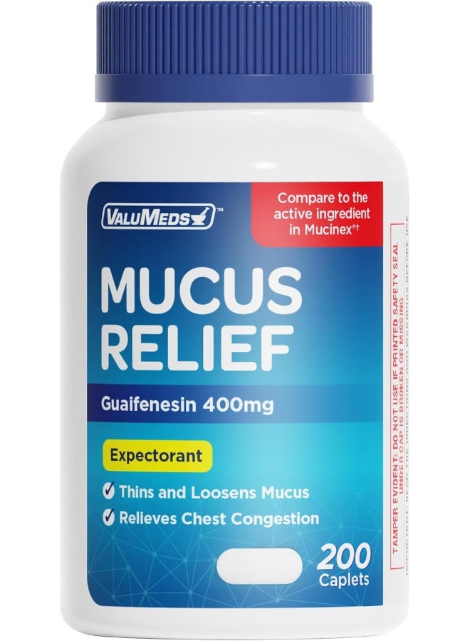 ValuMeds Mucus Relief Caplets Guaifenesin 400mg - Image 1