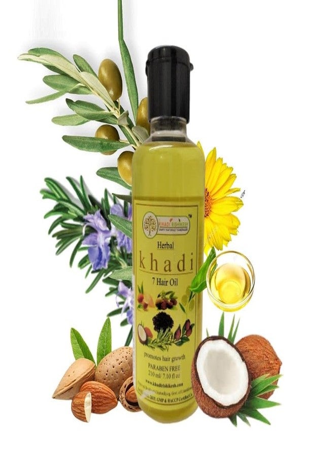 KHADI RISHIKESH Herbal 7 Hair Oil - 210ml | Herbal 7 Hairs Oil for Helps Promote Hairs Growth, Strengthen and Reduce Hair Fall Suitable for All Hair Types | SLS and Paraben Free, 210ml - Image 1