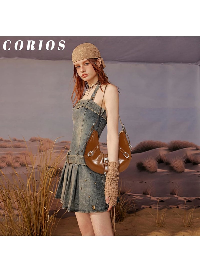 SOLARAE Women's Crescent Shoulder Bag, Shoulder Bag, Dumpling Bag, Retro 90s Handbag, Under the Arm Purse Fashion Small Crescent Tote Bag for Girls and Ladies - Image 5