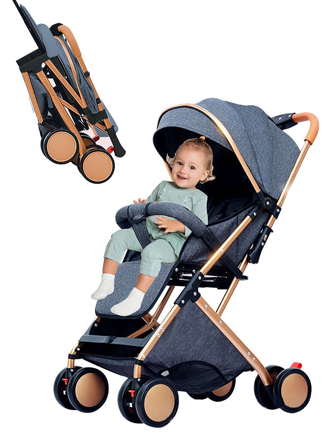 GOOTOY Baby Girls Boys Stroller, Lightweight Single Stroller With Handle Lever, Adjustable Canopy And Five-Point Safety Belt, Travel Stroller For Toddlers, Can Sit And Lie  - Image 1