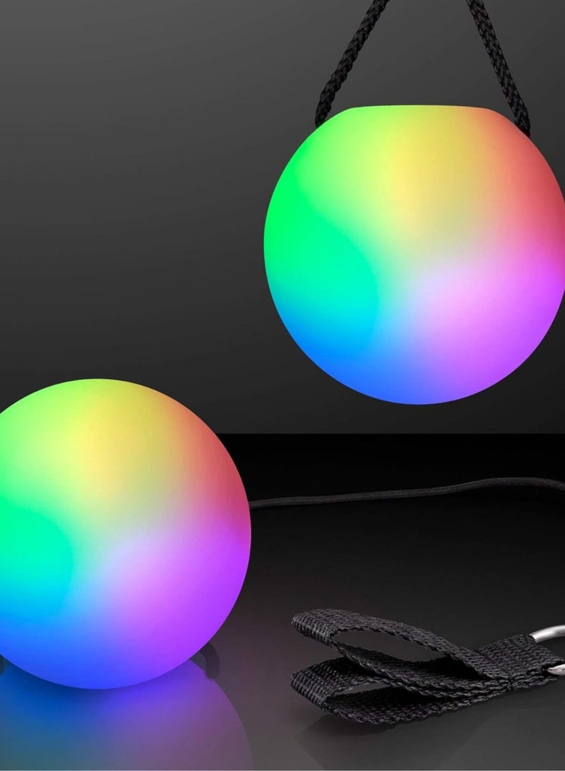 2 حزمة LED Poi Ball ، حزام قابل للتعديل ، كرات توهج ناعمة توهج ، إضاءة LED 9 أوضاع ، لعبة غزل Poi للمبتدئين والمحترفين ، شعوذة ألقيت الكرة متعددة الألوان ، الغزل LED تضيء لعبة - Image 1