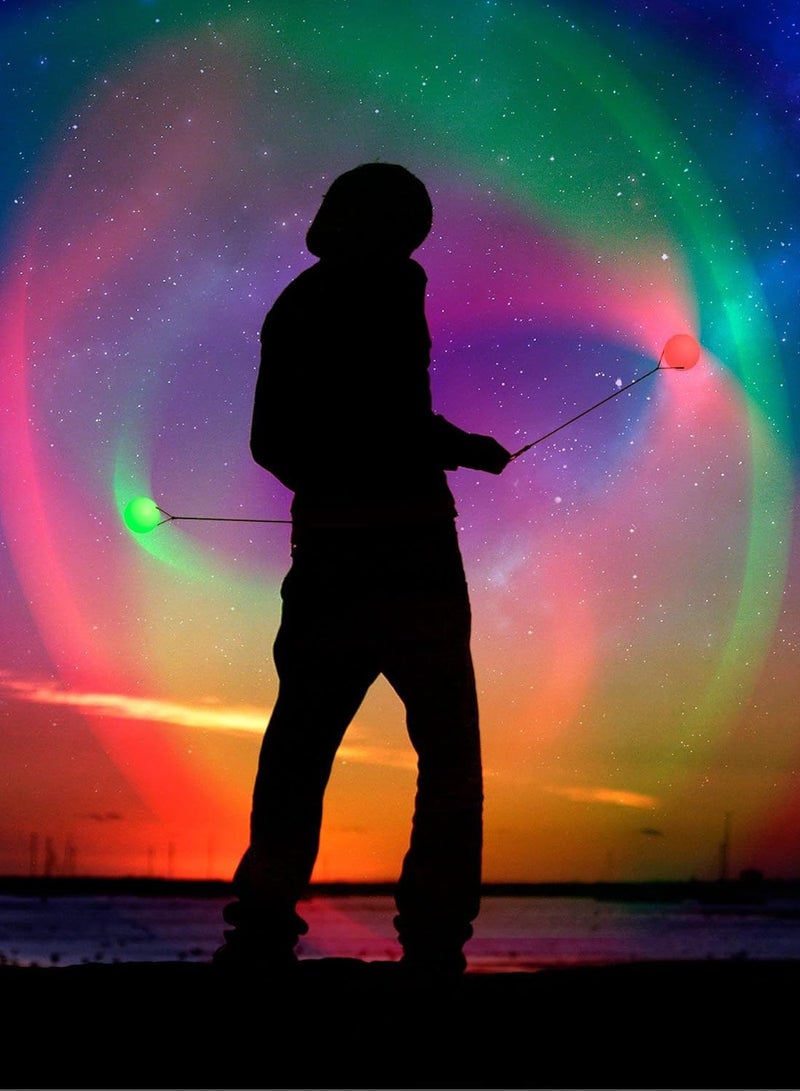 2 حزمة LED Poi Ball ، حزام قابل للتعديل ، كرات توهج ناعمة توهج ، إضاءة LED 9 أوضاع ، لعبة غزل Poi للمبتدئين والمحترفين ، شعوذة ألقيت الكرة متعددة الألوان ، الغزل LED تضيء لعبة - Image 3