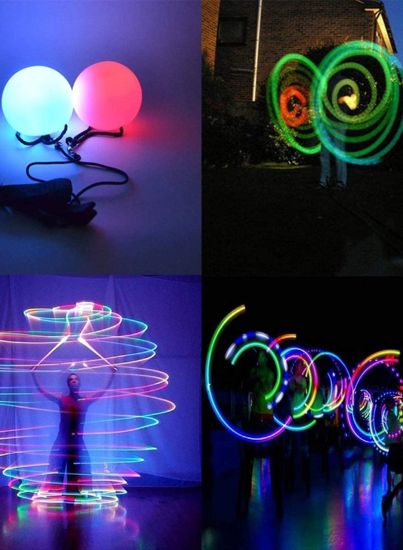 2 حزمة LED Poi Ball ، حزام قابل للتعديل ، كرات توهج ناعمة توهج ، إضاءة LED 9 أوضاع ، لعبة غزل Poi للمبتدئين والمحترفين ، شعوذة ألقيت الكرة متعددة الألوان ، الغزل LED تضيء لعبة - Image 5