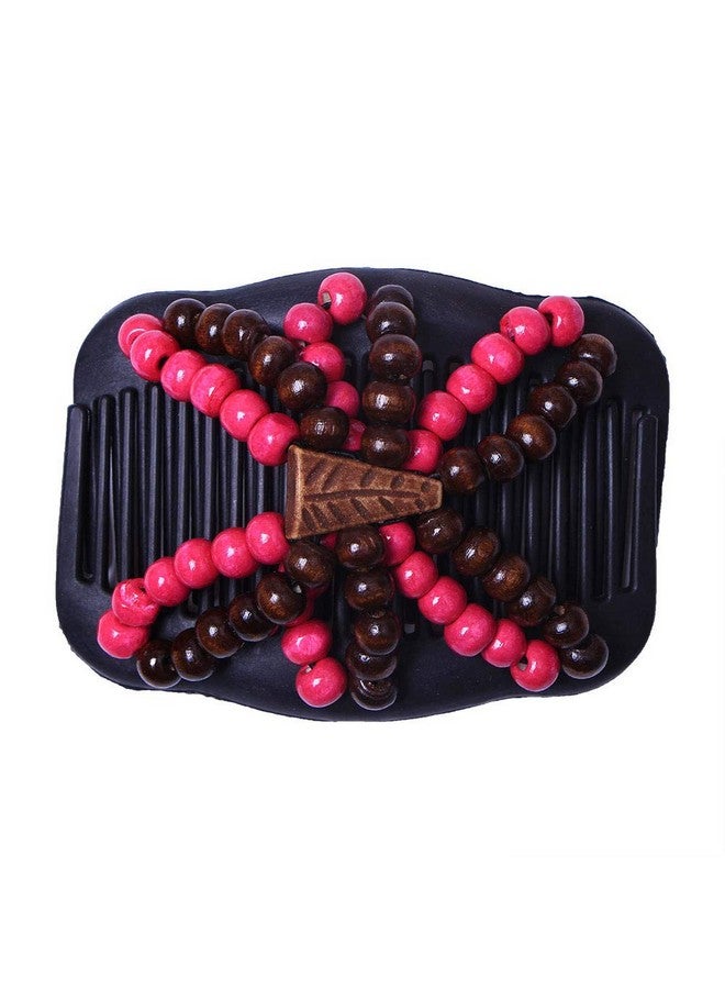 Lovef 3 Pcs Women Magic Hair Combs Wood Beaded Stretch Double Side Combs Clips Bun Maker Hair Accessories Random Color - Image 5