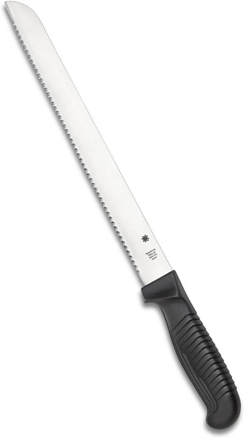Spyderco Lightweight Kitchen Bread Knife with 10.25" MBS-26 Stainless Steel Blade and Black Polypropylene Handle - SpyderEdge - K01SBK - Image 1