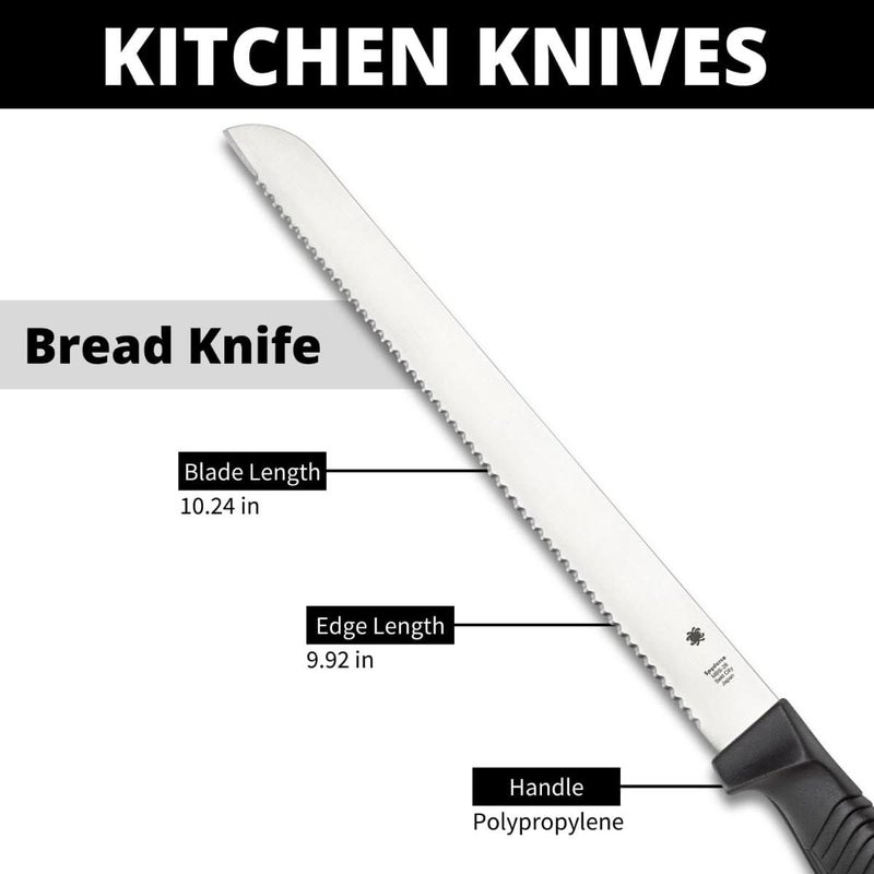 Spyderco Lightweight Kitchen Bread Knife with 10.25" MBS-26 Stainless Steel Blade and Black Polypropylene Handle - SpyderEdge - K01SBK - Image 4