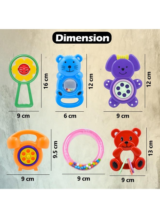 ويش كي ألعاب خشخيشة بلاستيكية ملونة غير سامة وخالية من مادة BPA من WISHKEY للأطفال حديثي الولادة والرضع، ألعاب للأطفال في سن مبكرة، ألعاب أطفال، هدية للأطفال حديثي الولادة، متعددة الألوان (عبوة من 6 قطع) - Image 2