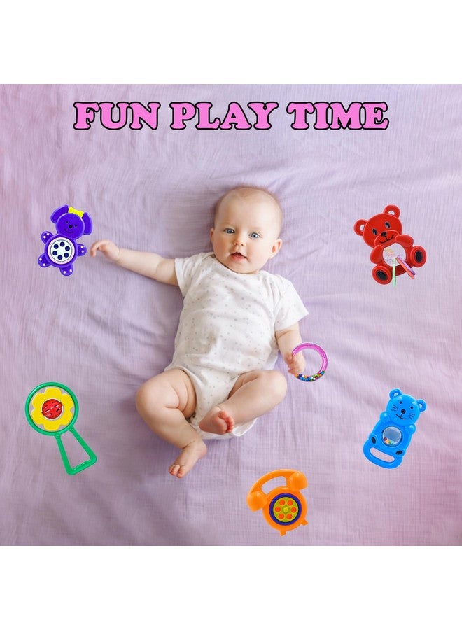 ويش كي ألعاب خشخيشة بلاستيكية ملونة غير سامة وخالية من مادة BPA من WISHKEY للأطفال حديثي الولادة والرضع، ألعاب للأطفال في سن مبكرة، ألعاب أطفال، هدية للأطفال حديثي الولادة، متعددة الألوان (عبوة من 6 قطع) - Image 3