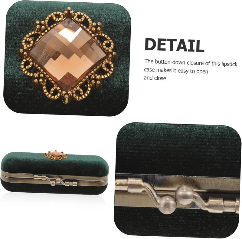 OUNONA Portable Velvet Lipstick Case with Button Closure Small Decorative Lipstick Holder for Purse Secure Travel Cosmetic Bag Organizer for Women Birthdays and Holidays - Image 2