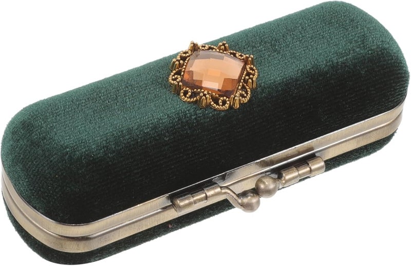 OUNONA Portable Velvet Lipstick Case with Button Closure Small Decorative Lipstick Holder for Purse Secure Travel Cosmetic Bag Organizer for Women Birthdays and Holidays - Image 1