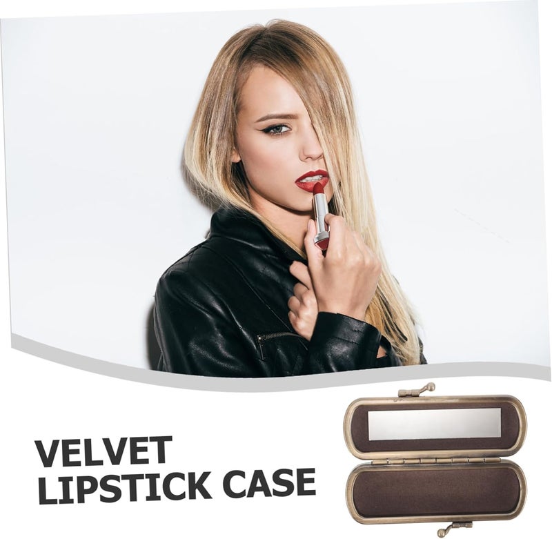 OUNONA Portable Velvet Lipstick Case with Button Closure Small Decorative Lipstick Holder for Purse Secure Travel Cosmetic Bag Organizer for Women Birthdays and Holidays - Image 4