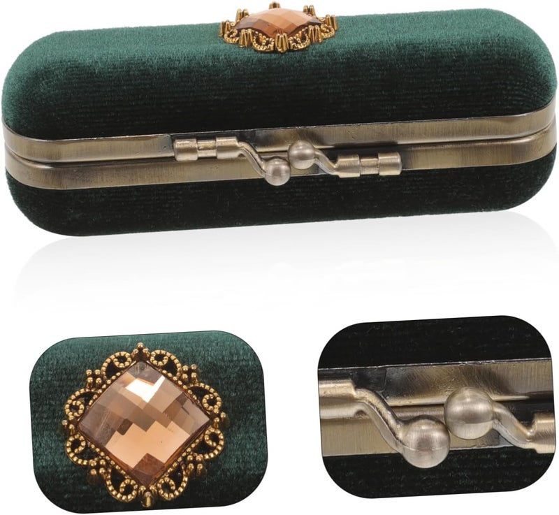 OUNONA Portable Velvet Lipstick Case with Button Closure Small Decorative Lipstick Holder for Purse Secure Travel Cosmetic Bag Organizer for Women Birthdays and Holidays - Image 3