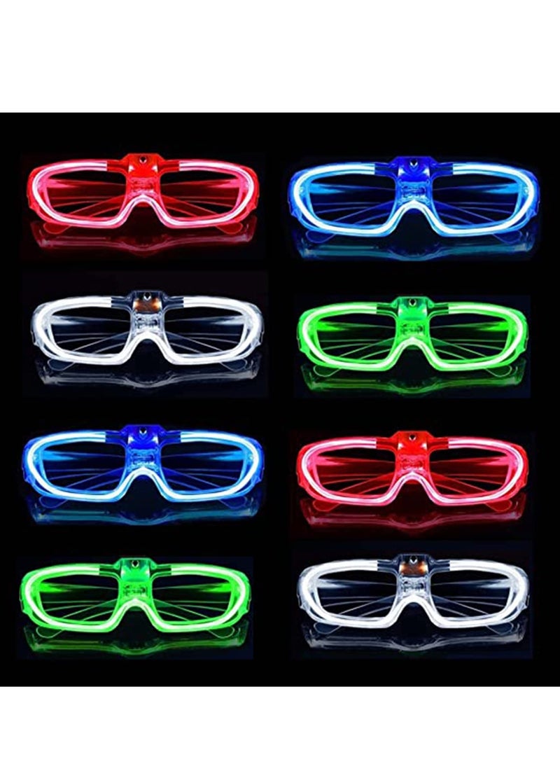 SOLARAE Light-Up Led Glasses 8 Pack Heart Shape Toys Party Favors Glow In The Dark Supplies Shutter Shades Sunglasses Luminous Neon For Adult Kids - Image 1