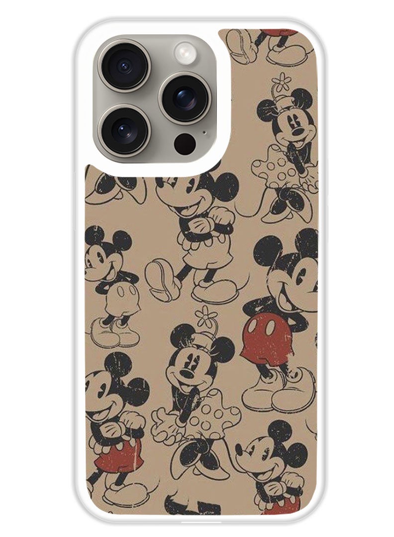 Theodor غطاء حماية لجهاز آبل آيفون 15 برو ماكس ميكي (3) (حافة بيضاء) - Image 1