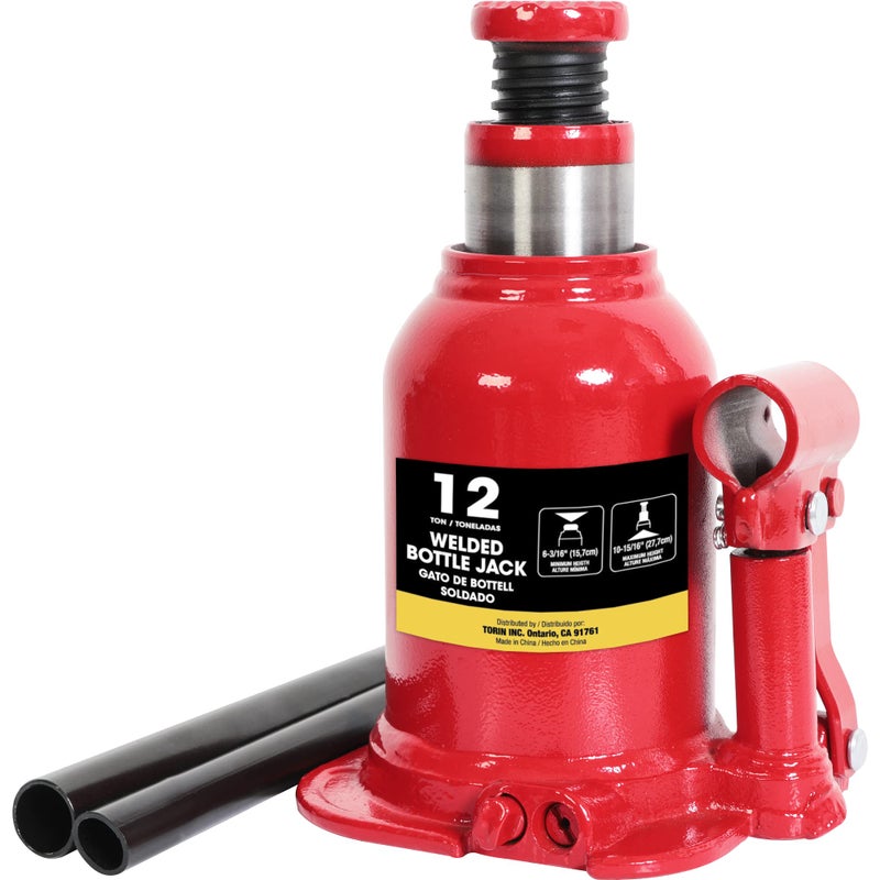 BIG RED 12 Ton 24000 LBs Torin Welded Hydraulic Stubby Low Profile Bottle Jack Red ATH91207AR