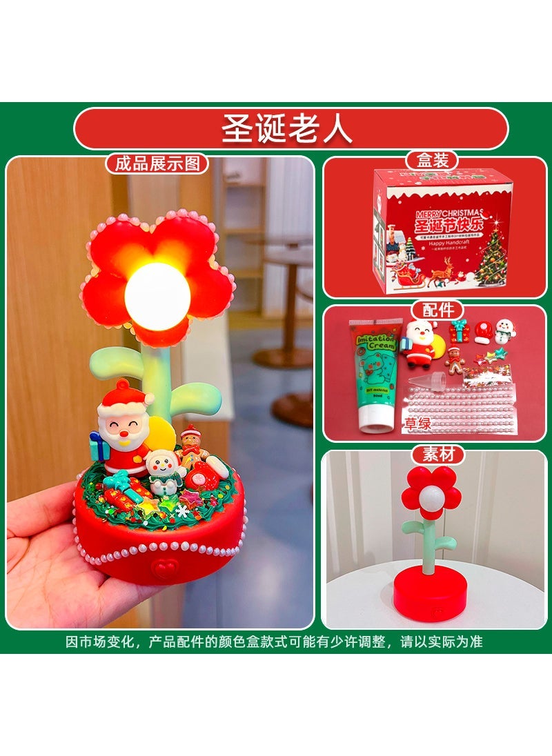 Kids DIY Flower Night Light Craft Kit Santa claus gives free batteries