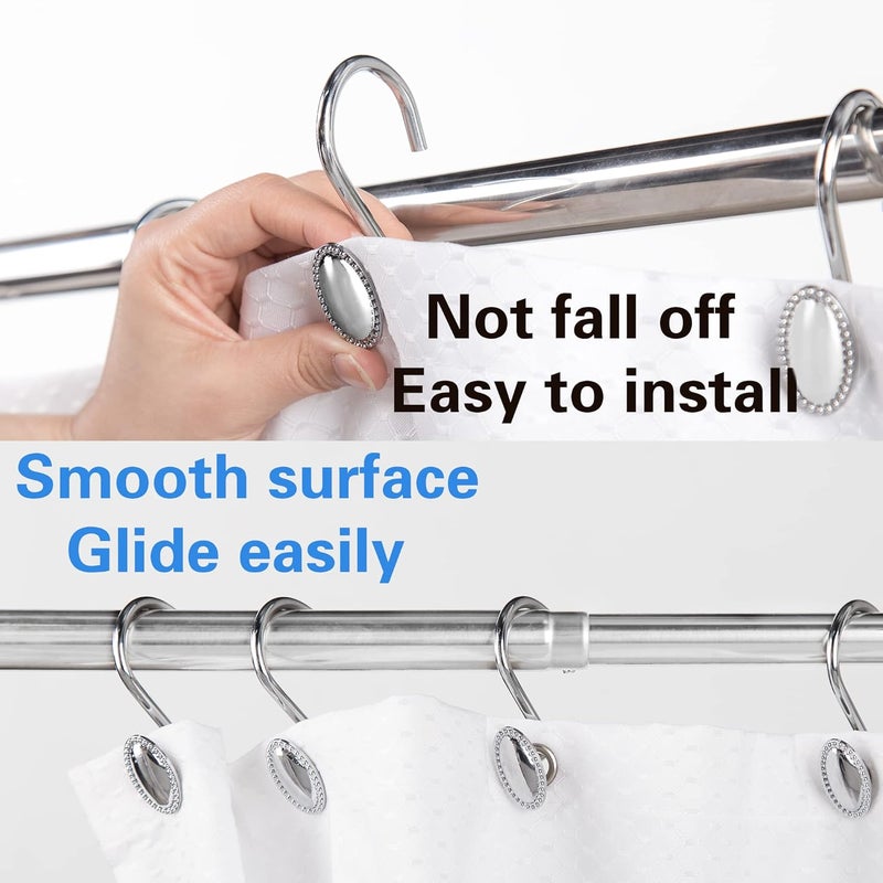 iToplin Shower Curtain Hooks, Chrome, Set of 12, Rust Resistant Zinc Alloy, Decorative Shower Curtain Rings - Image 3